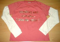 Růžovo- bílé triko s nápisy zn. Cherokee vel. 13-14 let
