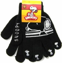 Outlet - Černé prstové rukavičky se Snoopym
