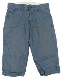 Tmavomodré pruhované plátěné crop kalhoty zn. H&M