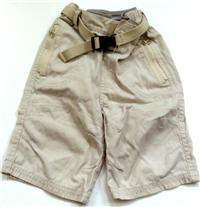 Béžové 7/8 plátěné kalhoty s páskem zn. John Lewis 