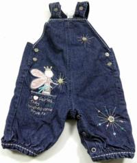 Modré riflové laclové oteplené kalhoty s vílou a hvězdičkou zn. Next 