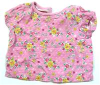 Růžovo-žluté květované tričko zn.F&F