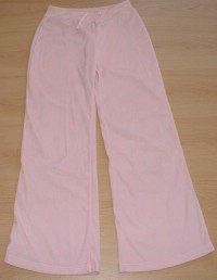 Růžové sametové kalhoty vel. 158 cm