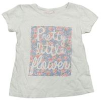Bílé tričko s květy a nápisem zn. Primark