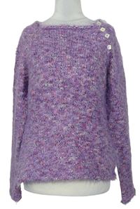 Dámský fialový melírovaný chlupatý svetr zn. M&S