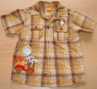 Béžovo-hnědá kostkovaná košile s opičkou zn. Mini Mode