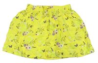 Žlutá květovaná lehká sukně s motýlky zn. Y.F.K.