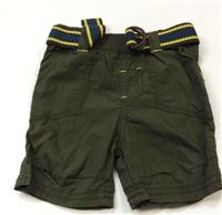 Khaki 3/4 plátěné kalhoty s páskem zn. early days