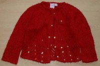 Červený pletený svetřík s flitříky