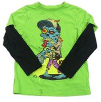Zeleno-černé triko se skateboardistou zn. F&F