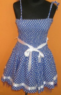 Dámské modré šaty s puntíky
