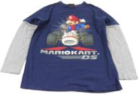 Tmavomodro-šedé triko s Mario Bros zn. Next