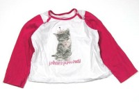 Bílo- růžové triko s kočičkou