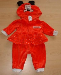 Červený sametový overálek se sukýnkou s kapucí myšky Minnie zn. Disney