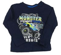 Tmavomodré triko s monster truckem zn. Dopodopo