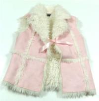 Růžová semišová zateplená vesta s mašličkou zn. F&F