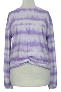 Dámské fialové batikované úpletové crop triko s nařasením zn. St. Bernard