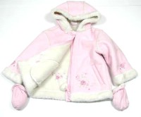 Růžový semišový zimní kabátek s kapucí zn. Ladybird