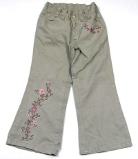 Béžové plátěné kalhoty s kytičkami zn. Girl2Girl