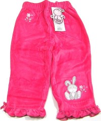 Outlet - Růžové sametové kalhoty se zajíčkem