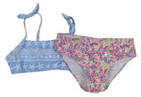 Modro-barevné dvoudílné plavky s mušličkami zn. Primark