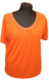 Dámské oranžové tričko s kamínky vel. L/XL 