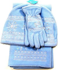 Outlet - 3set - Modrá fleecová čepička+šála+rukavičky zn. TU