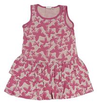 Světlerůžovo-růžové šaty s motýlky a volánkem zn. Kids 