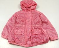 Růžový šusťákový jarní kabátek s kapucí a ptáčky zn. M&S