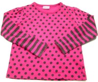 Růžové puntíkové triko s pruhovanými rukávy zn.Cherokee