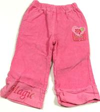 Růžové manžestrové kalhoty s nášivkou 
