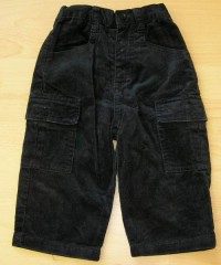 Černé sametovo/riflové kalhoty s kapsami