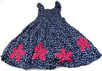 Tmavomodré žabičkové květované šaty zn. Bluezoo 