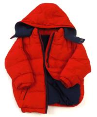 Červená šusťáková zimní bundička s kapucí 