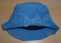 Modrý manžestrový klobouček s mašlí