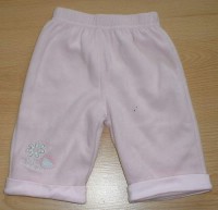 Růžové fleecové kalhoty s kytičkou