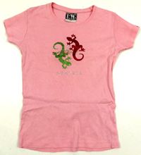 Růžové tričko s ještěrkami vel. 9/11 let