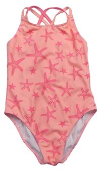 Neonově růžové jednodílné plavky s hvězdicemi zn. F&F