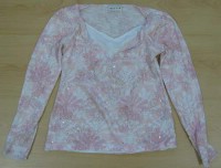 Růžovo-bílé triko s kytičkami zn. Next vel. 9 let