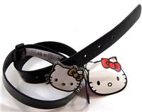 Nové - Černý koženkový pásek s Kitty zn. Sanrio vel. 4-8 let