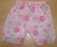 Růžové 7/8 plátěné kalhoty s kytičkami zn. Marks&Spencer