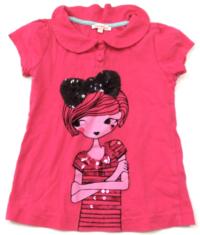 Růžové tričko s holčičkou a límečkem zn. Debenhams