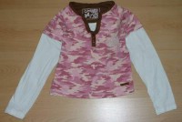 Růžovo-bílo-hnědé triko s výšivkou zn. Cherokee vel. 9-10 let