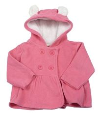 Růžový fleecový kabátek s kapucí s oušky zn. CRAFTED