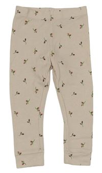 Pudrové žebrované pyžamové kalhoty s kvítky zn. Primark