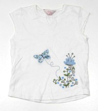 Bílé tričko s kytičkami