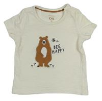 Smetanové tričko s medvědem zn. C&A