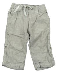Šedo-bílé pruhované plátěné roll-up kalhoty zn. H&M