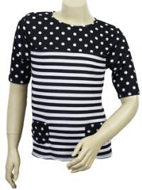 Outlet - Černo-bílé tričko s puntíky a proužky zn. Primark