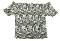 Khaki-bílé army žabičkované crop tričko zn. Primark